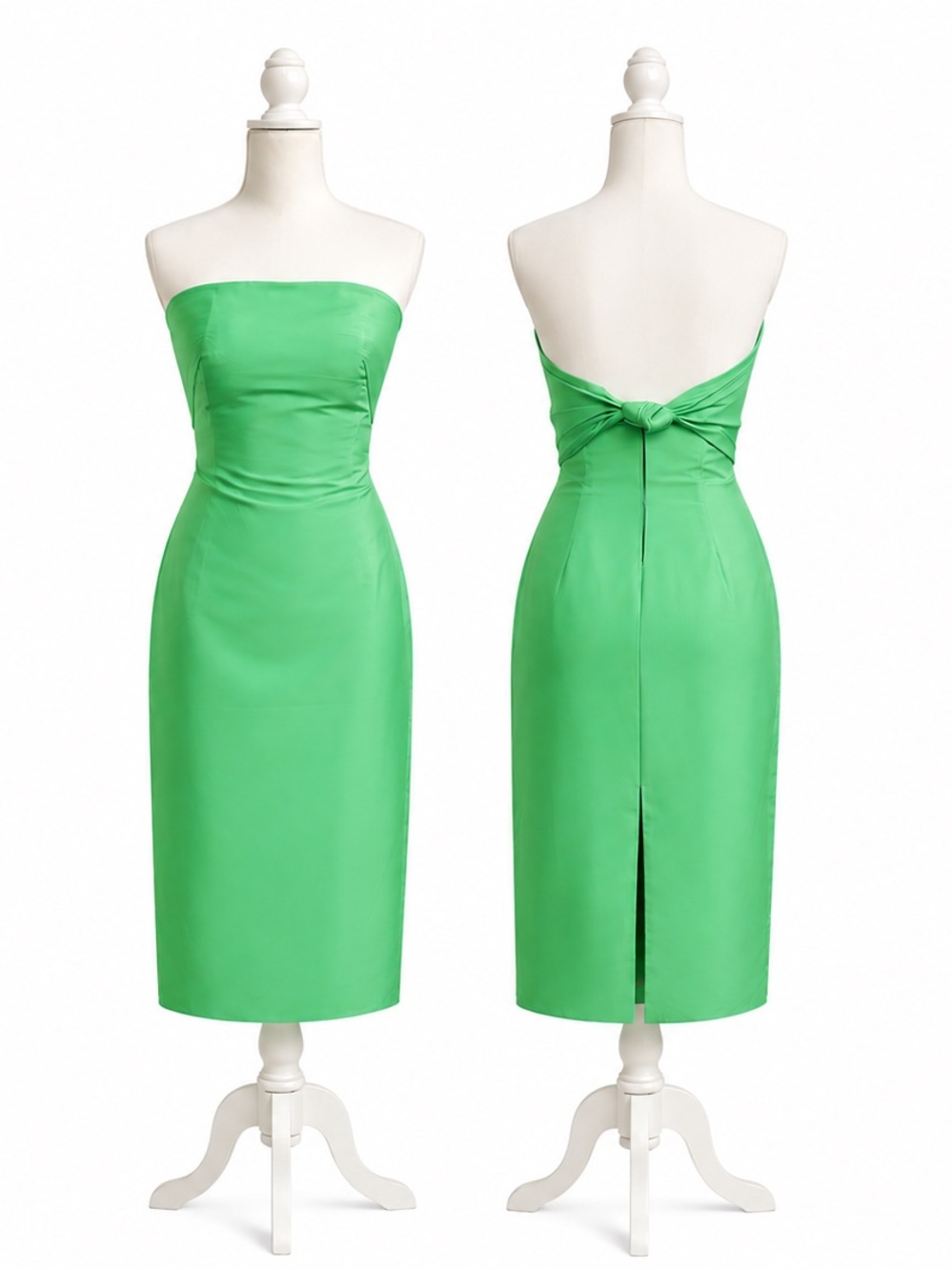 Brandon Maxwell Green Strapless Midi Dress with Knot-Back Detail Size 8